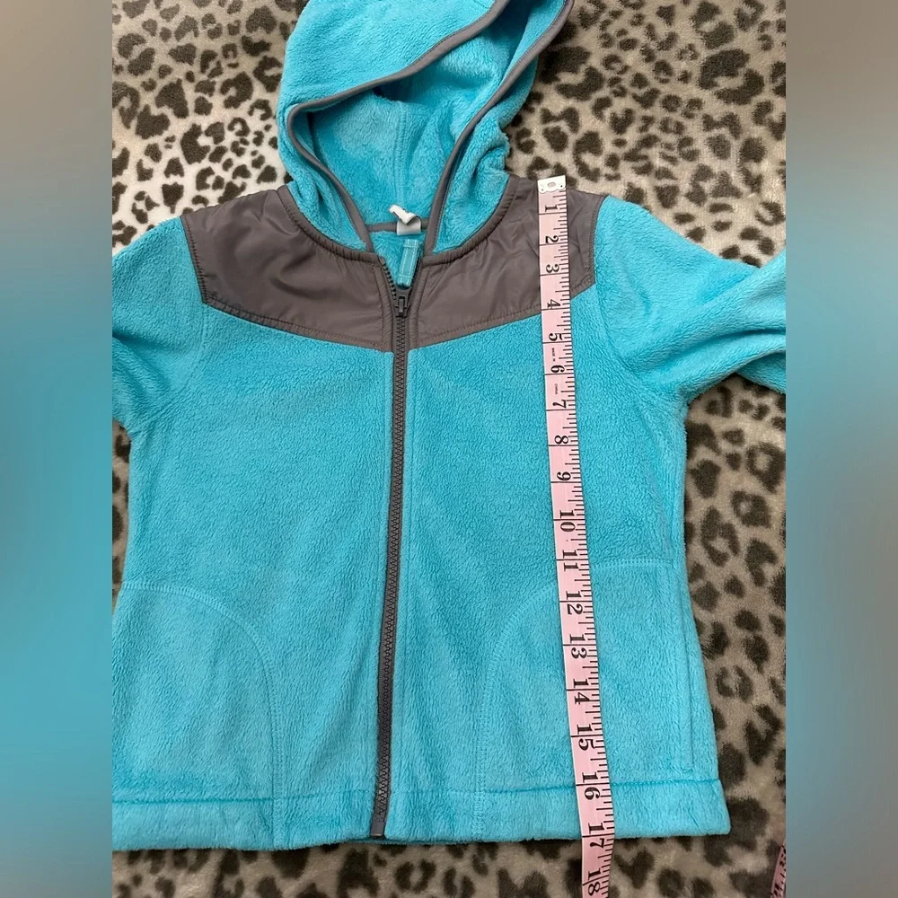 Old Navy Hooded Micro Fleece Jacket in Teal Blue Green Size Small 6 7 - Picture 14 of 16